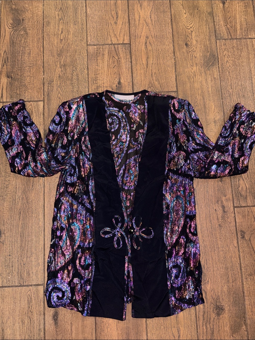 VINTAGE A.C SPORT Metallic Swirl Jacket - Black & Multicolor Size 12